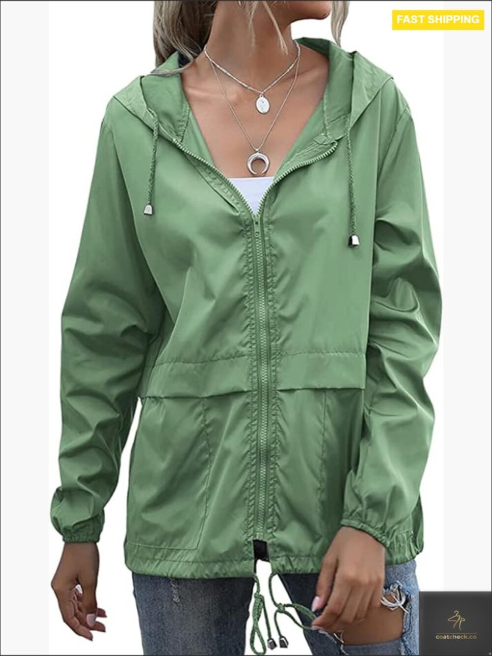 Lightweight Waterproof Rain Jacket Hooded Windbreaker with Pockets Outdoor